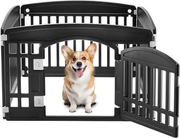 Dog Playpen, 24" Exercise 4-Panel Pet Playpen with Door, Safe and Secure, Folding and Portable Puppy Playpen for Puppies and Small Dogs, Black
