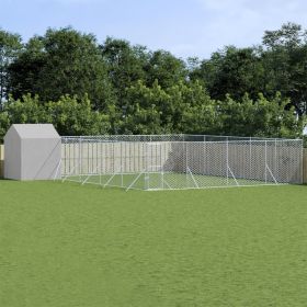 Outdoor Dog Kennel with Roof Silver 32.8'x32.8'x8.2' Galvanized Steel