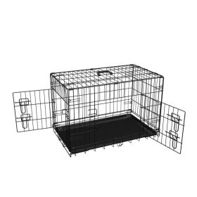 Portable Dog Cage with Divider for Indoor & Outdoor (Color: Black, Type: 42 Inch)