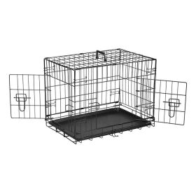 Portable Dog Cage with Divider for Indoor & Outdoor (Color: Black, Type: 24 Inch)